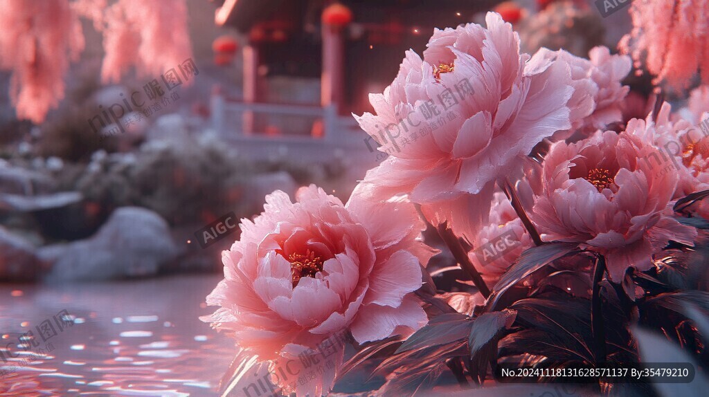 3d立体花卉牡丹