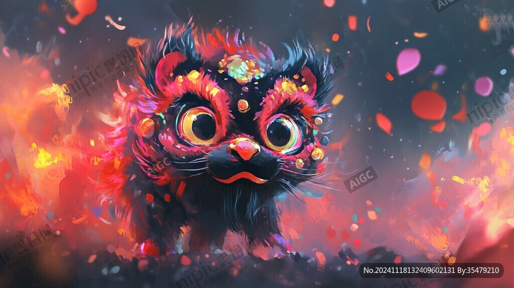 舞狮包装插画