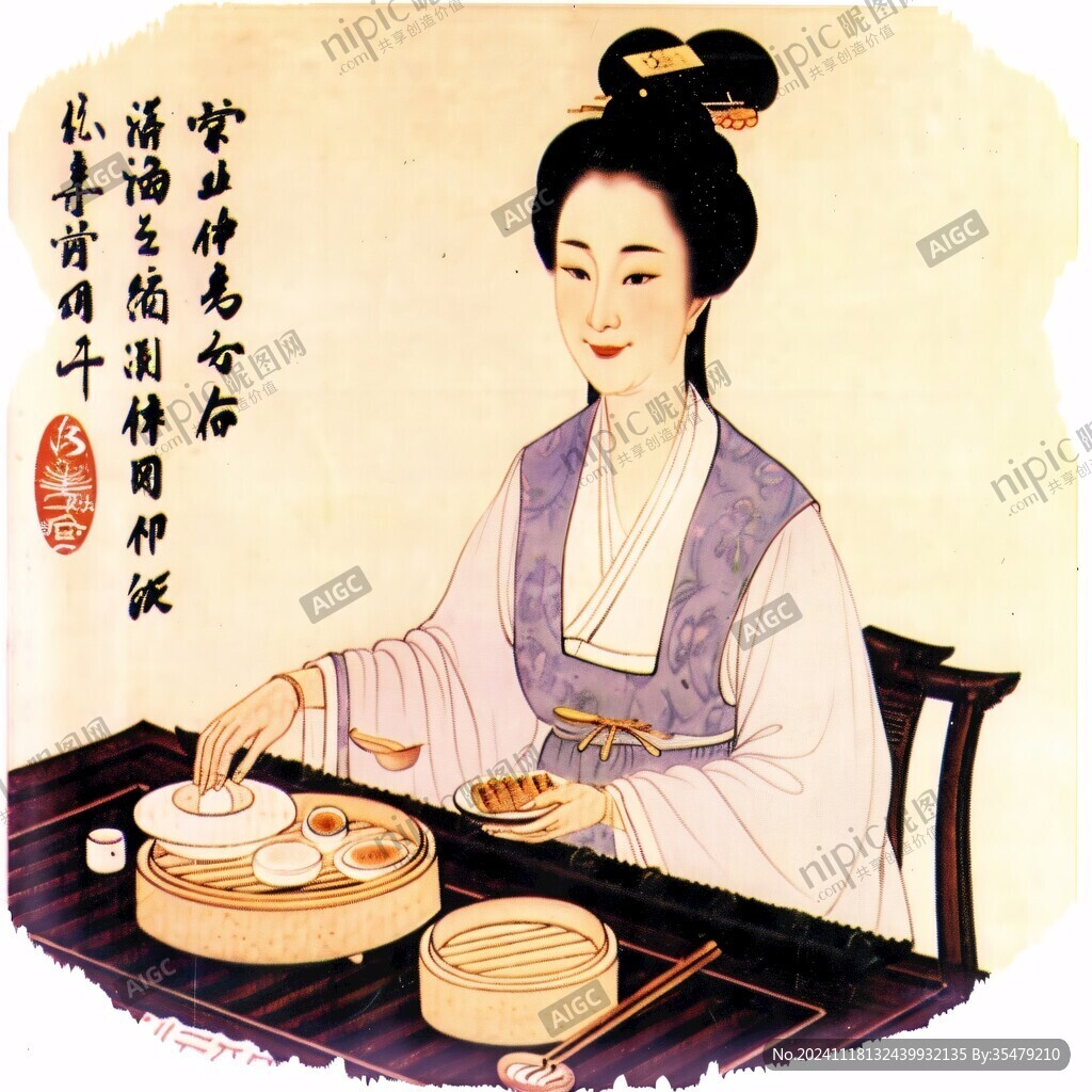 仕女鉴茶图页