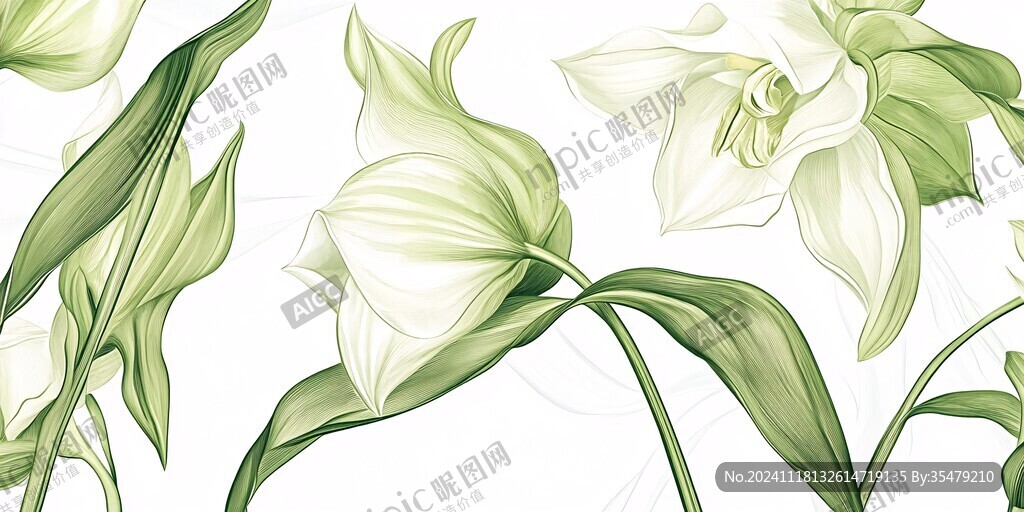 白马蹄莲手绘
