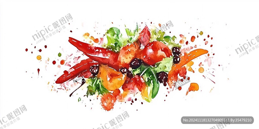 美食水彩画