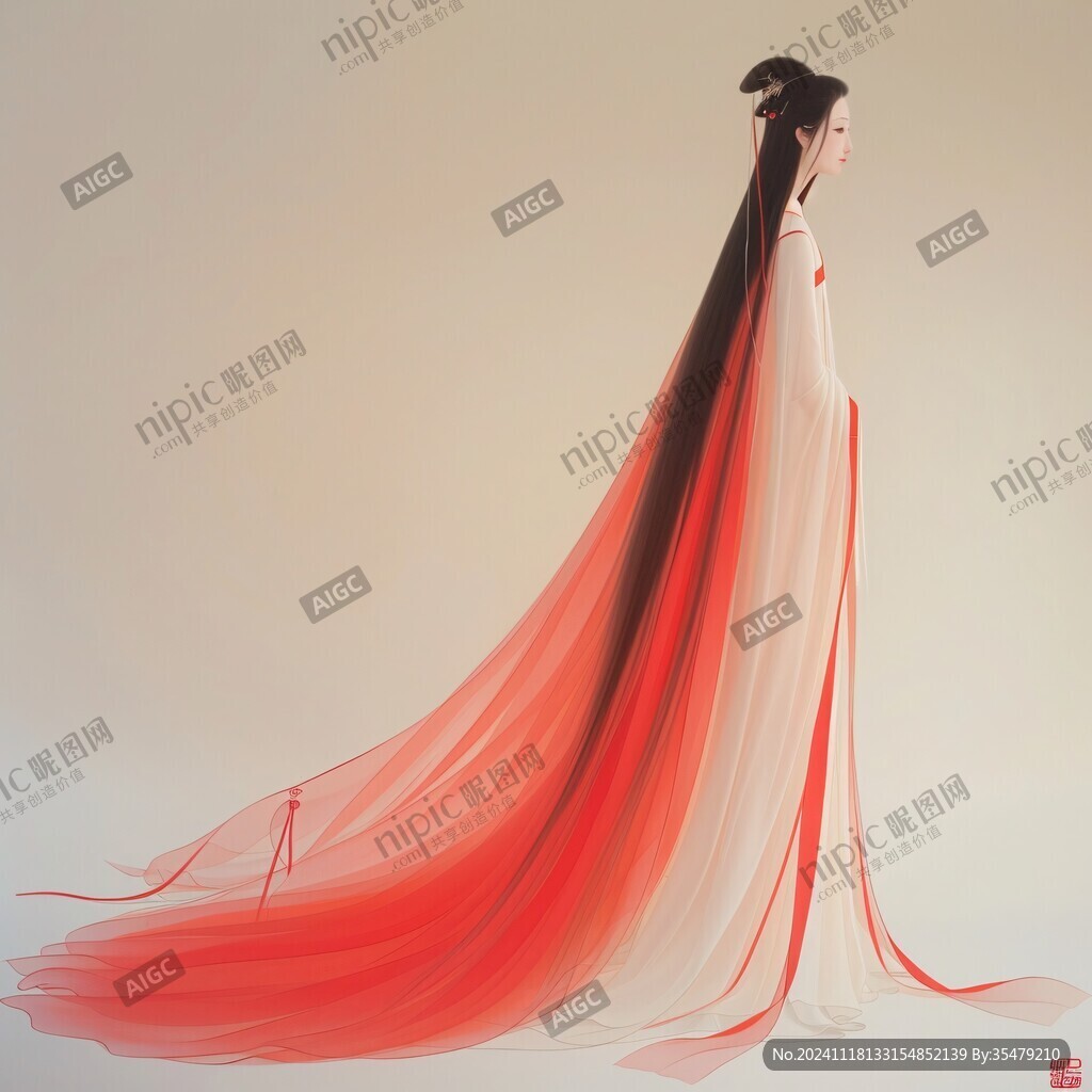 红衣少女设计古风