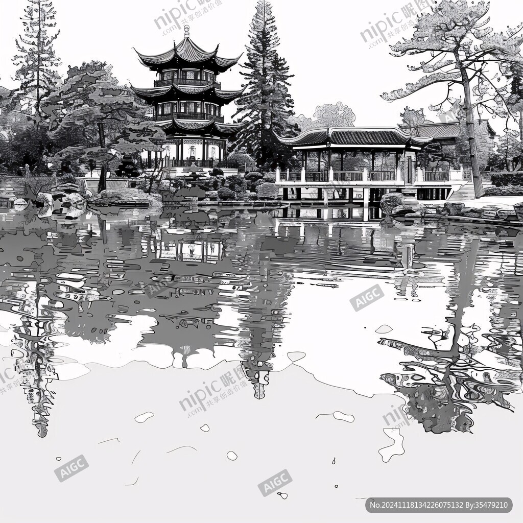 线描拙政园