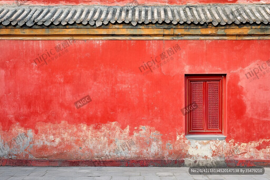 红色古建筑红墙