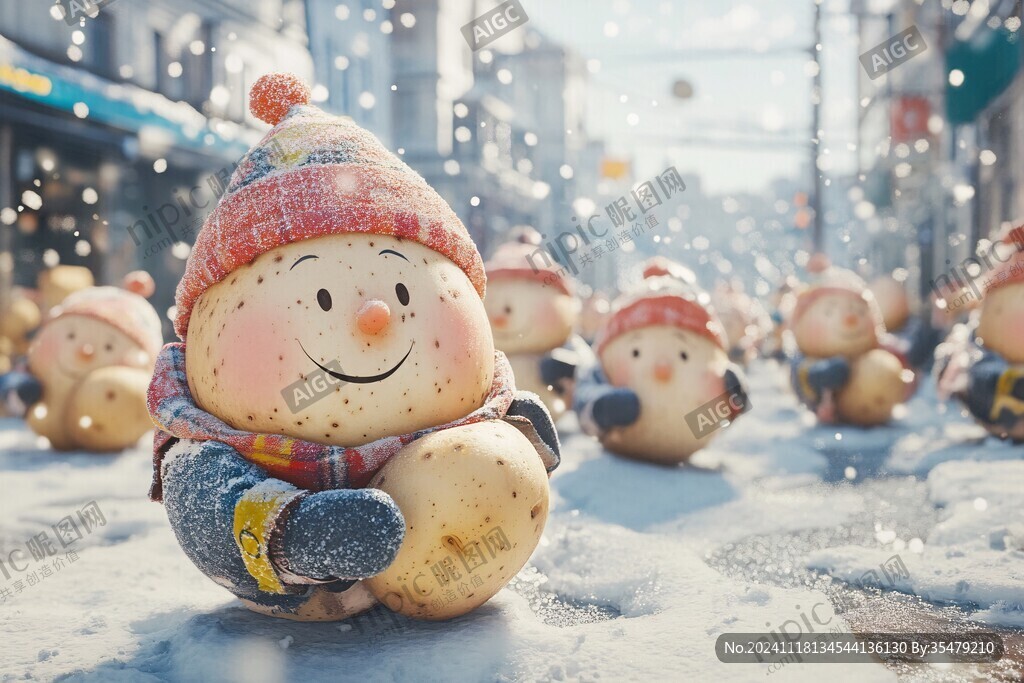 街道上的圣诞雪人