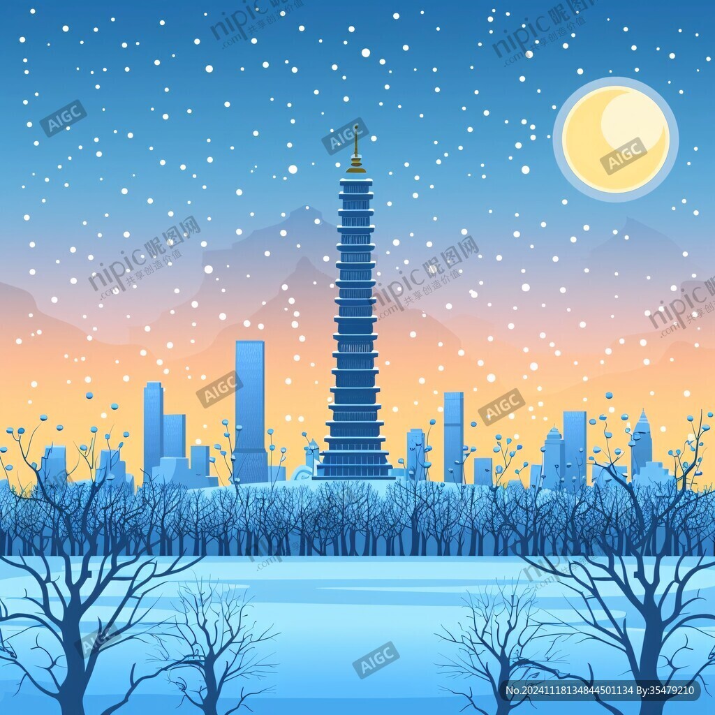 北上广深天际线插画