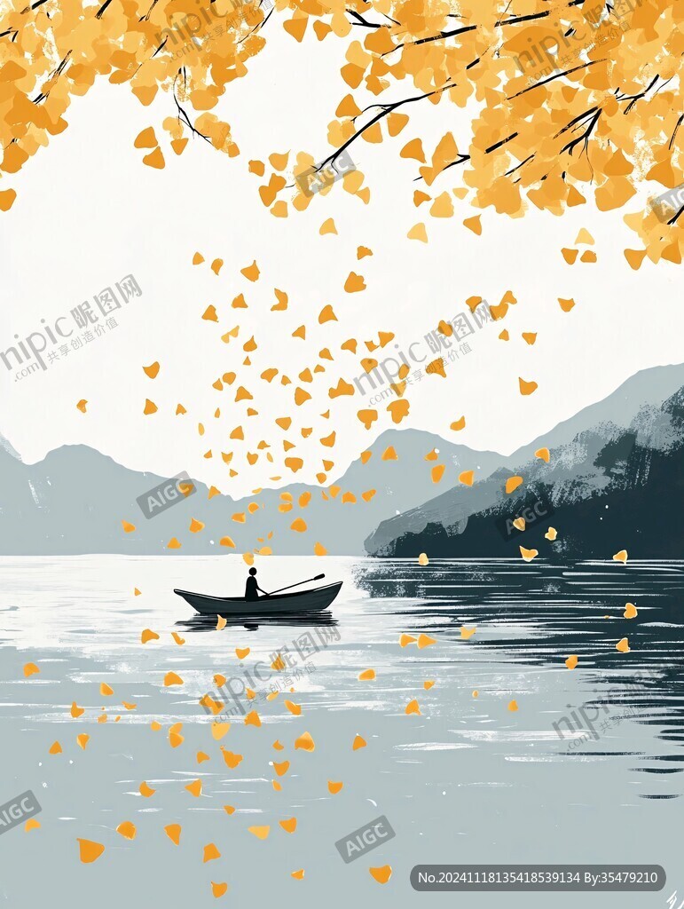 秋天治愈插画