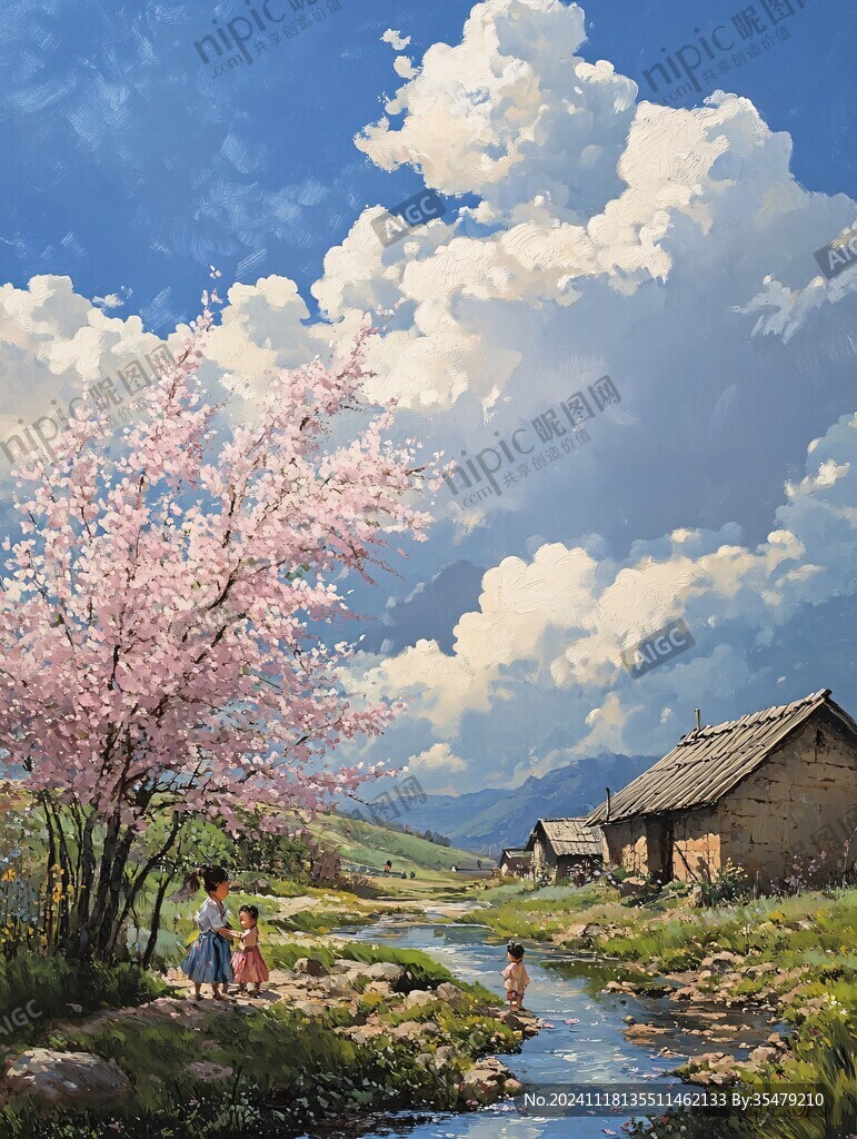 乡村场景插画