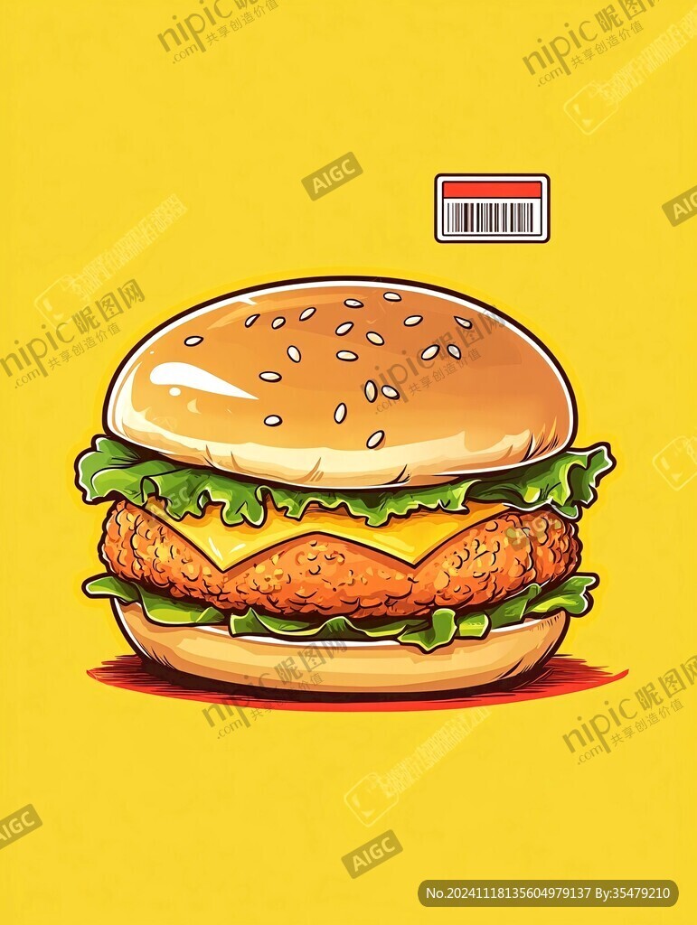 鸡肉汉堡插画