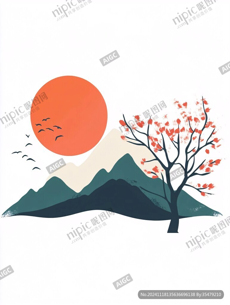 插画红日