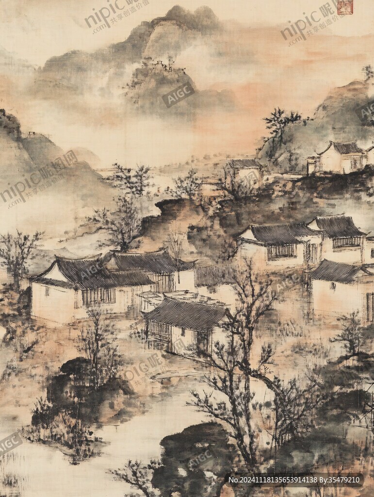 山村秋色图
