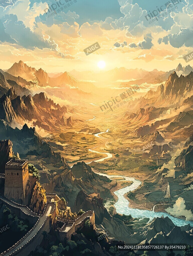 长城风景插画