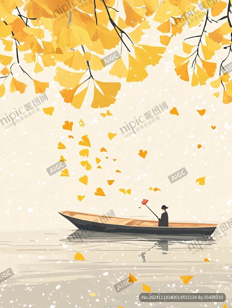 秋天治愈插画