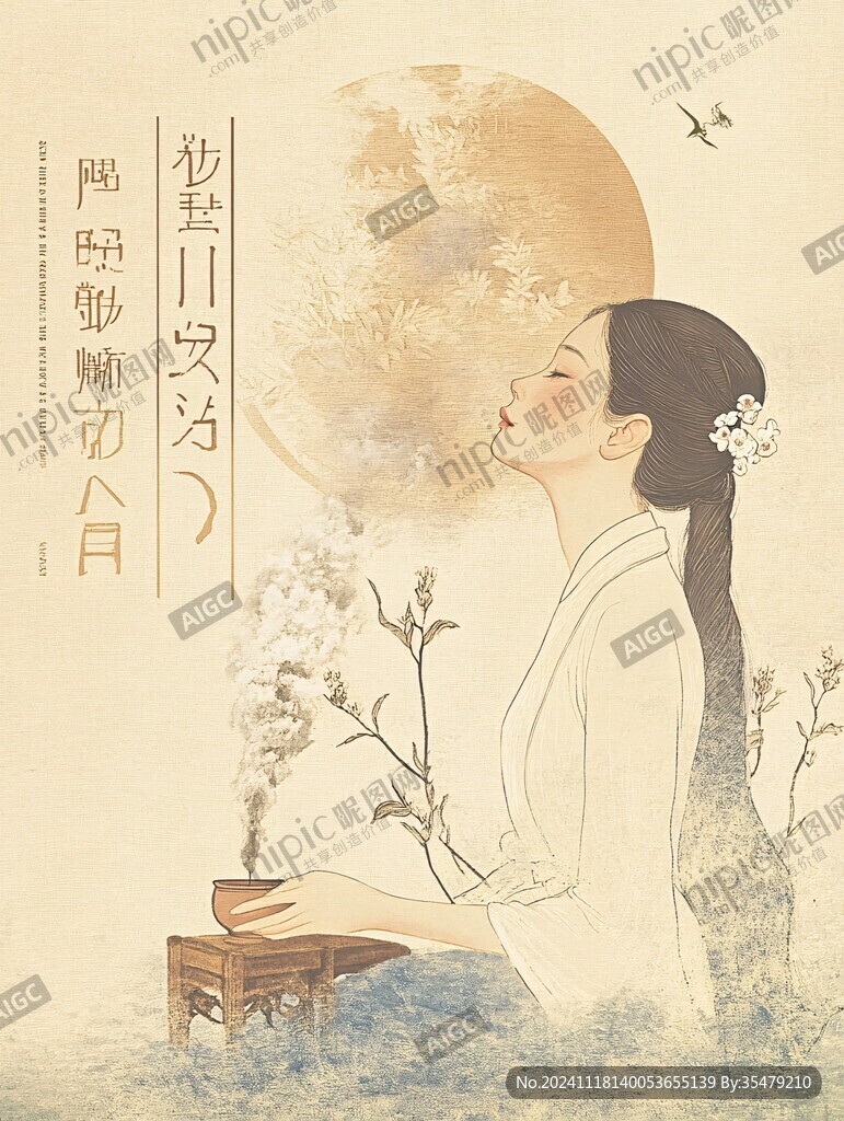 艾灸古装插画