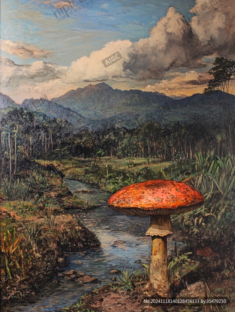 摇摆钟蘑菇装饰画