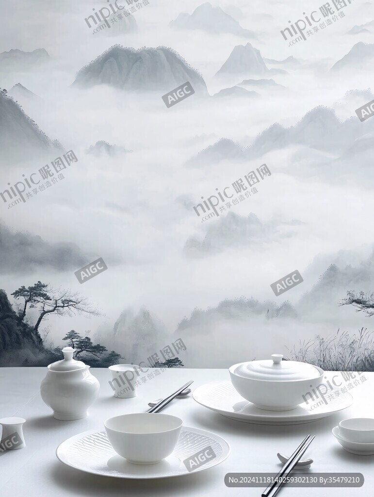 中式餐厅水墨山水