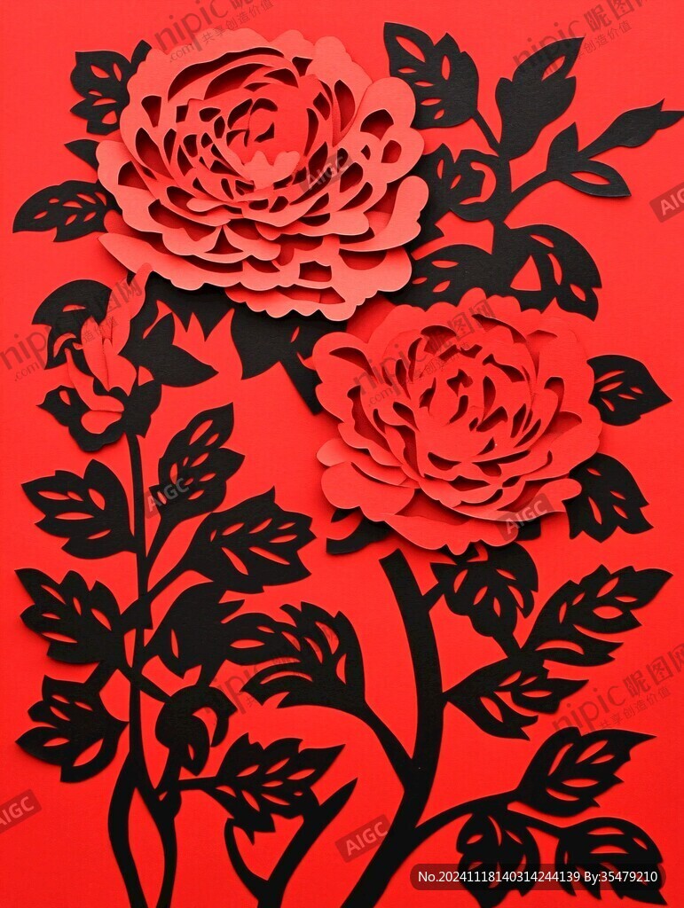 剪纸牡丹花