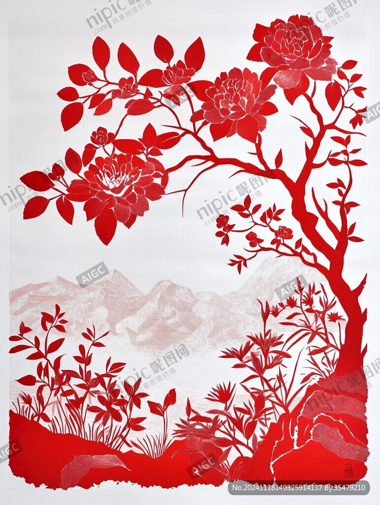 牡丹花剪纸