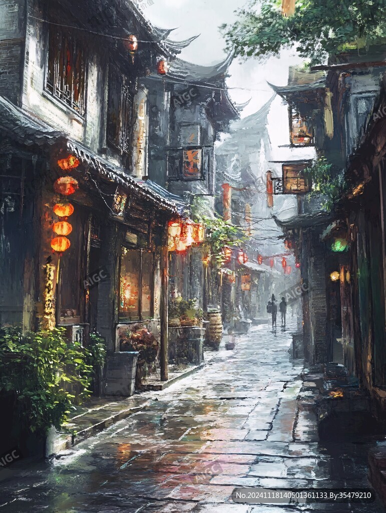 雨巷插画