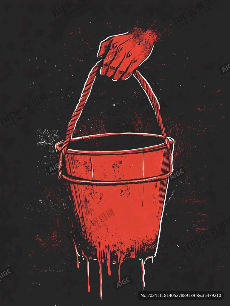水桶插画古风水桶