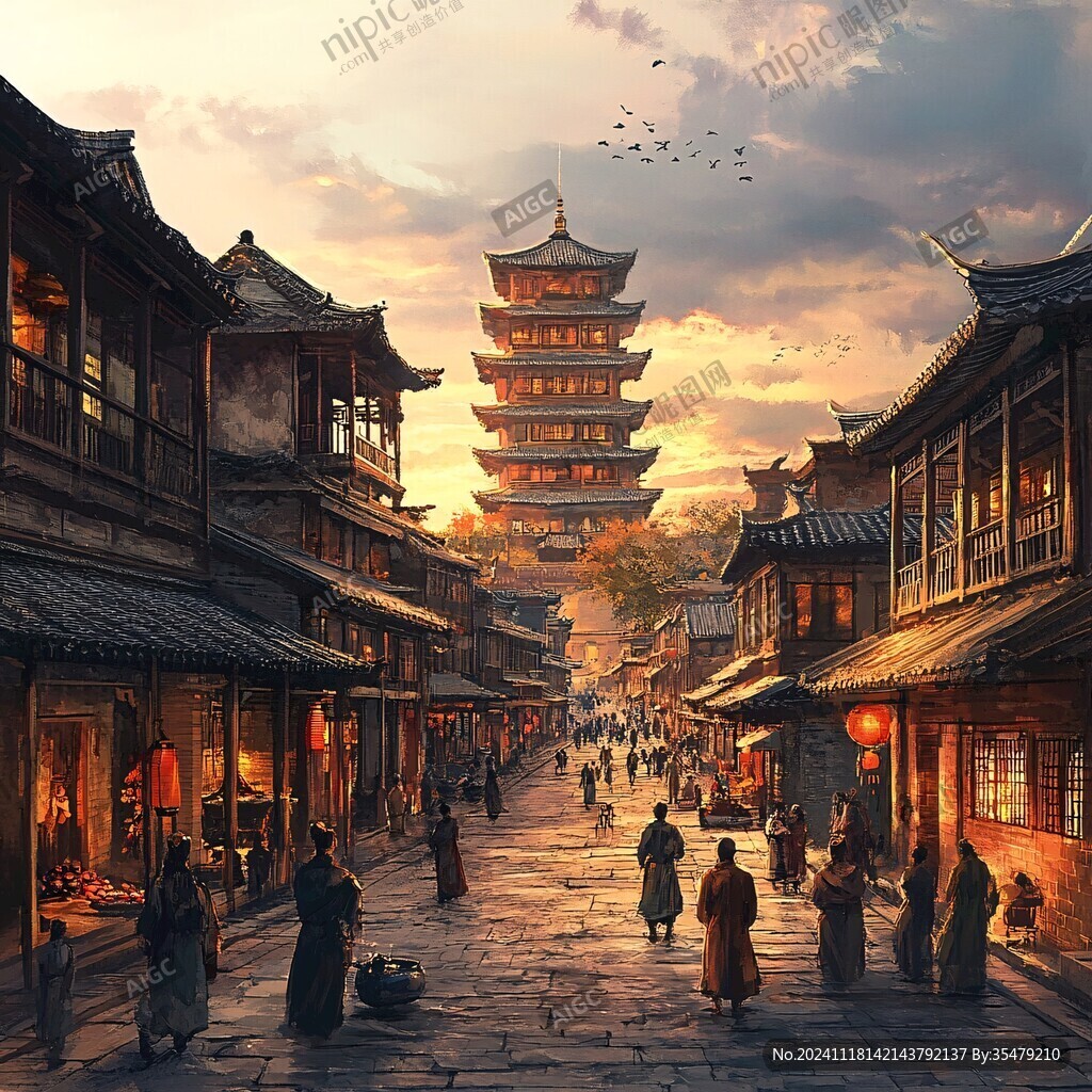 古代繁华街景