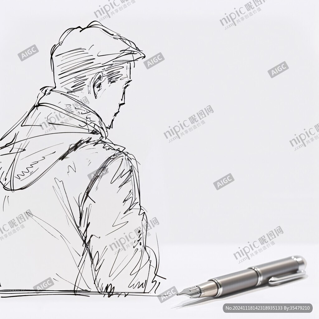 线稿蹲着的人