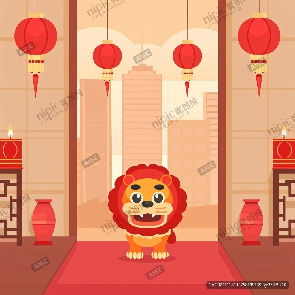舞狮扁平化设计