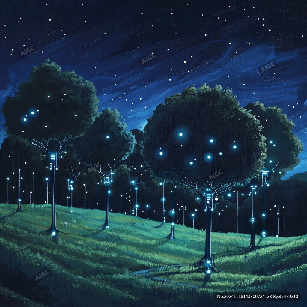 萤火虫之夜插画海报