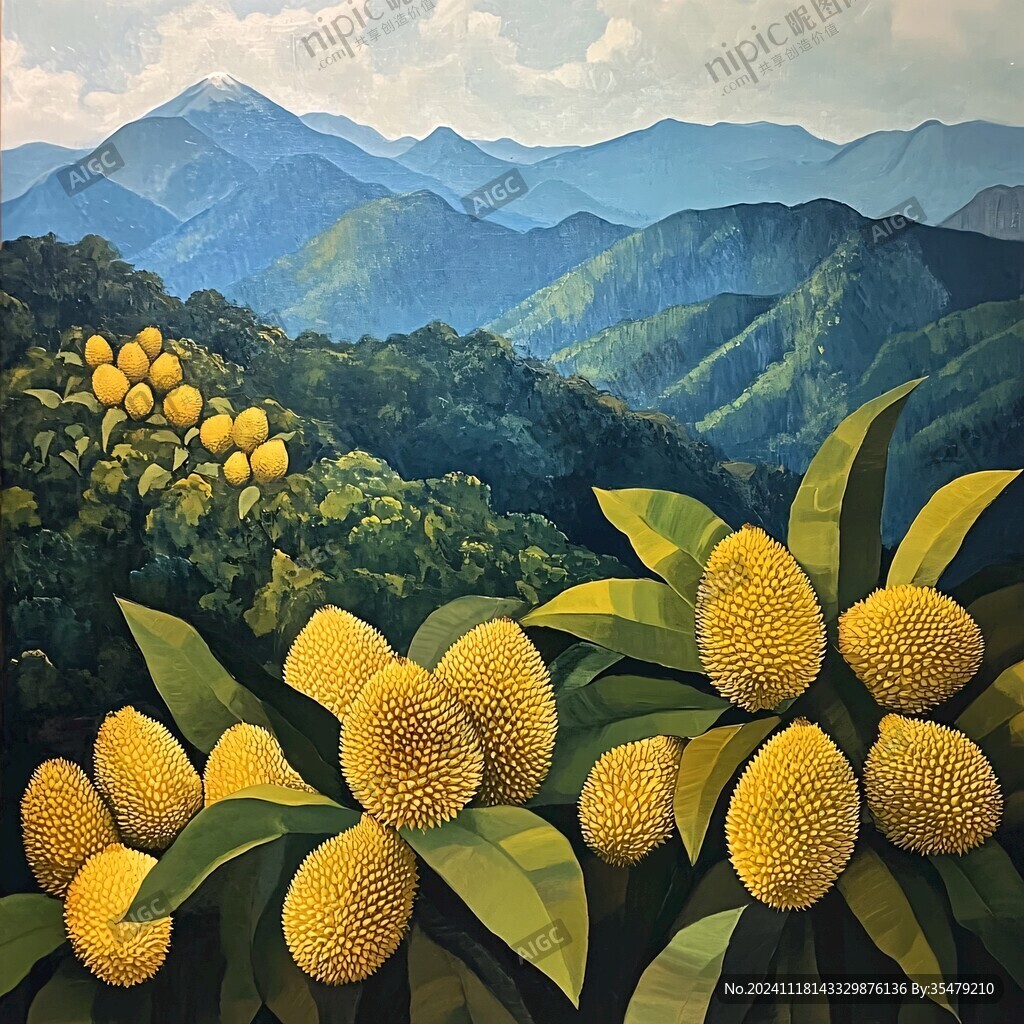 金枕榴莲插画