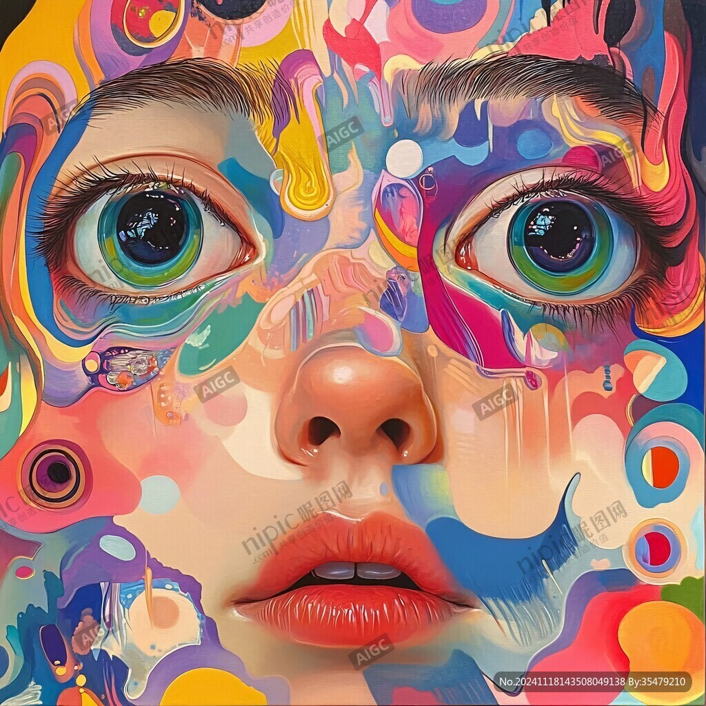 人脸色块拼接装饰画