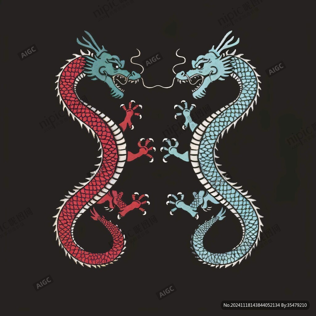 手绘双龙插画