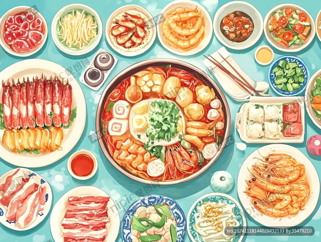 春节火锅插画
