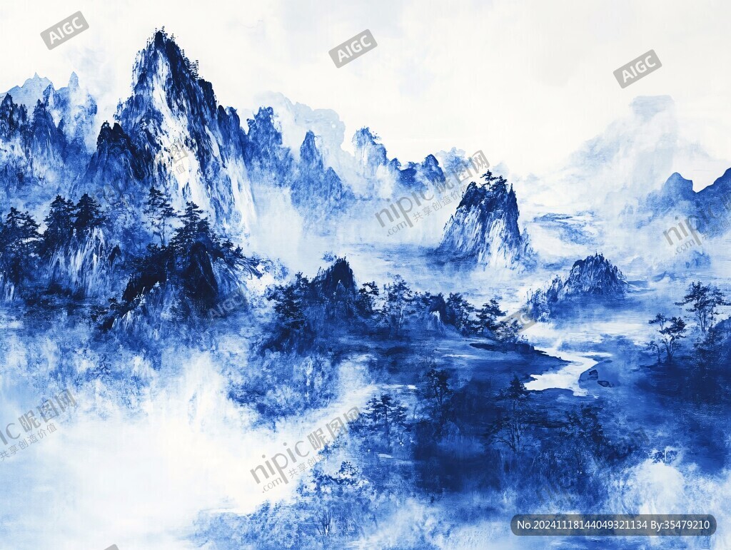 水墨数字画山水画壁纸