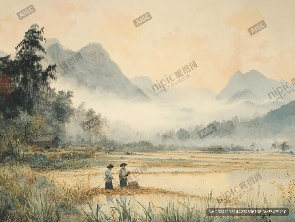男耕女织的场景