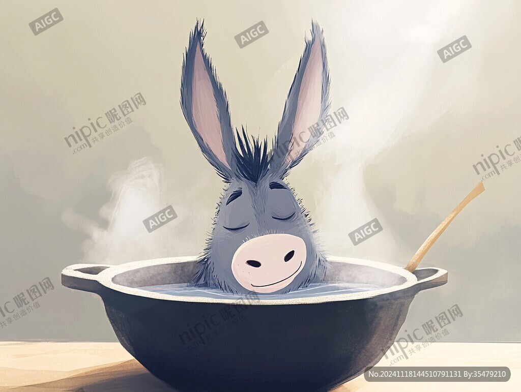 驴拉磨插画