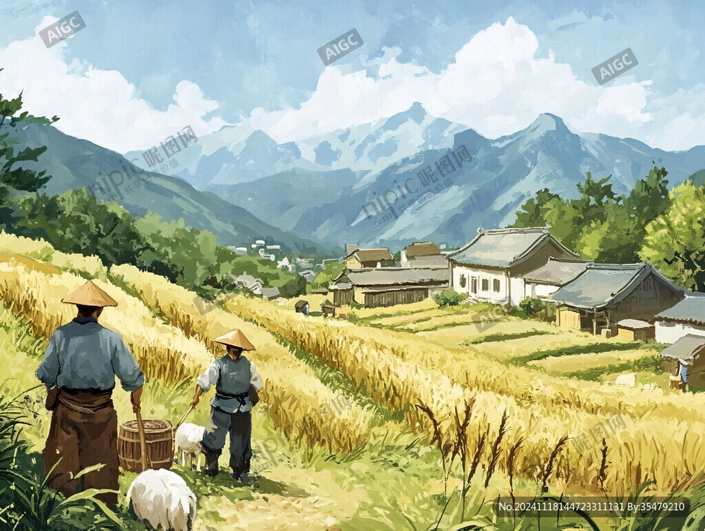 打谷插画