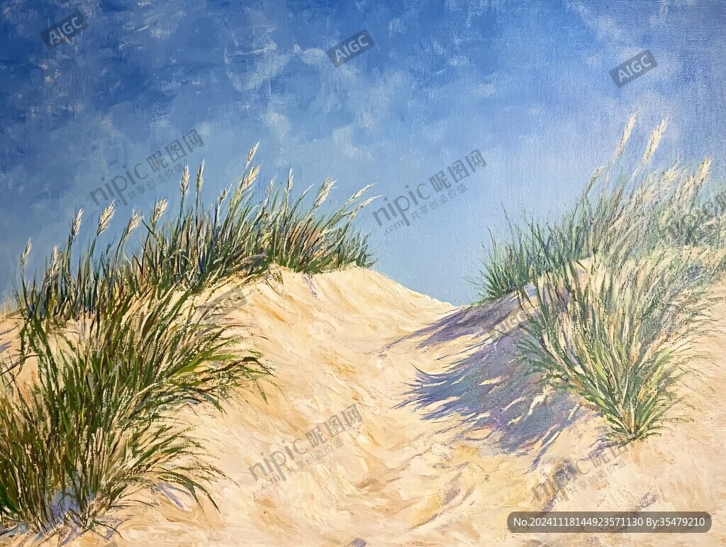 海滩油画