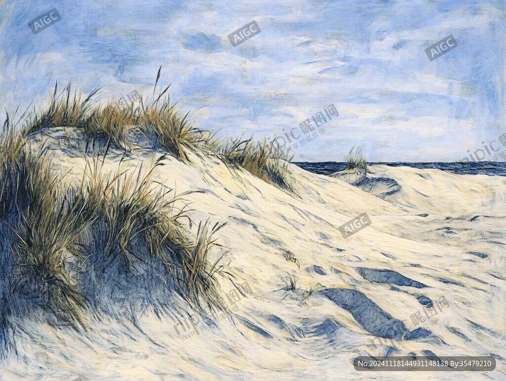 海滩油画