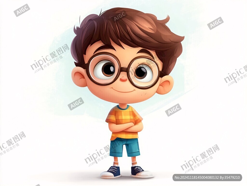 帅气的卡通小男孩