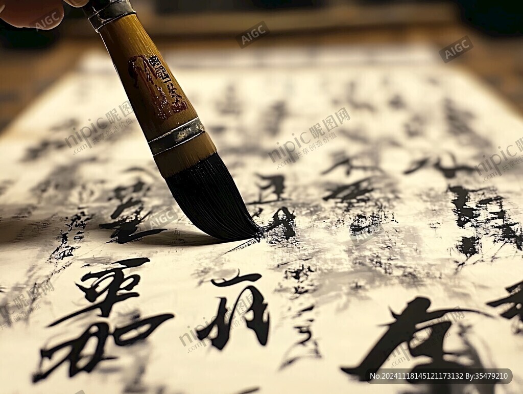 毛笔奋发图强