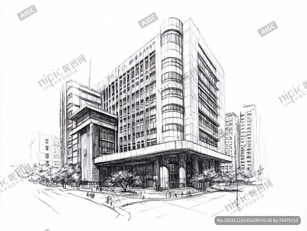 同济大学教学楼线描