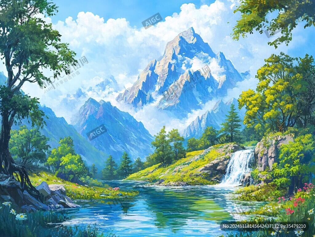 美丽山水风景绘画风景