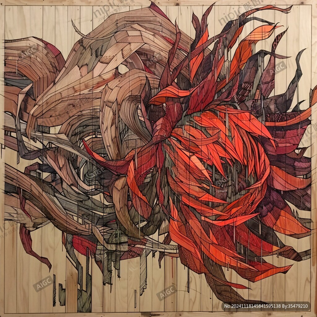 3d创意岩浆木梯板画
