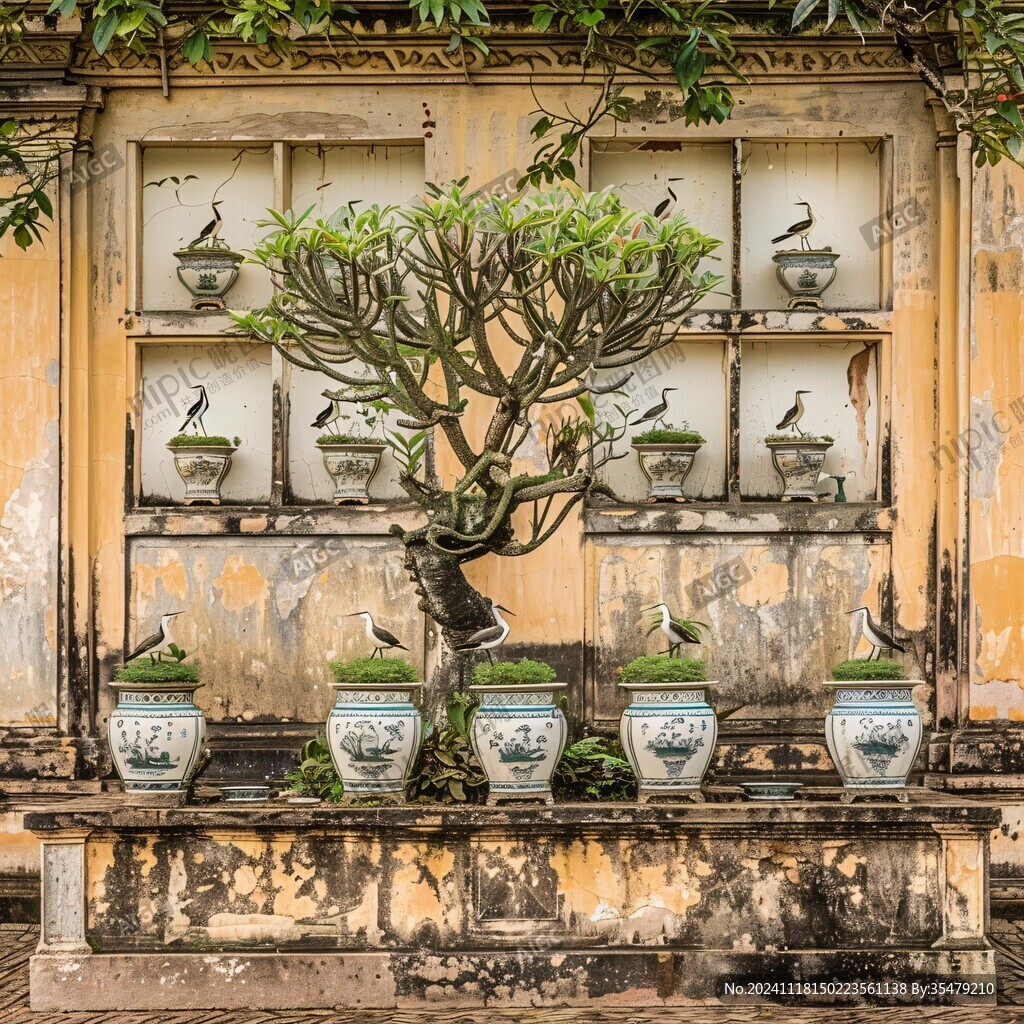 墙边盆景