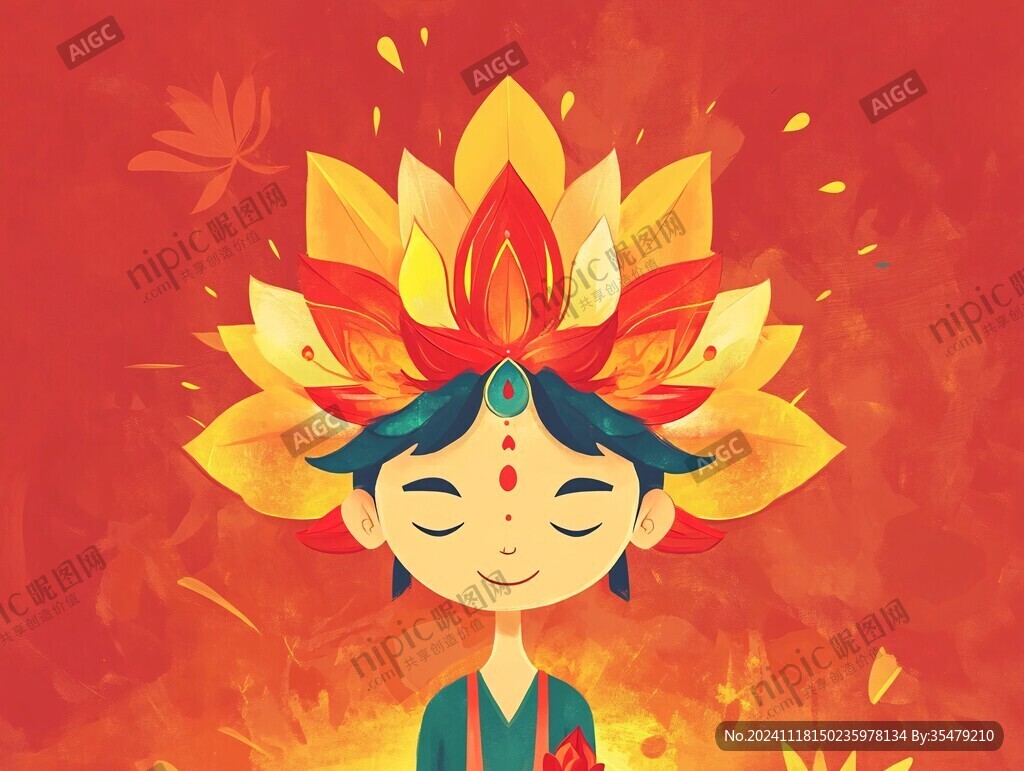 莲花灯插画