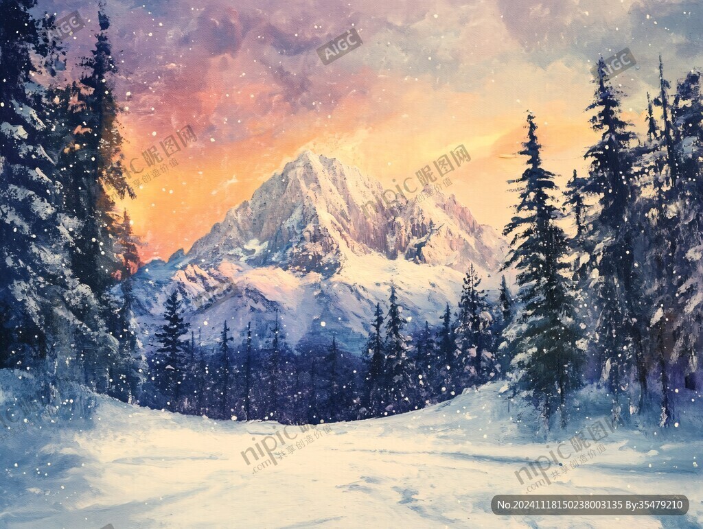 雪山风景画