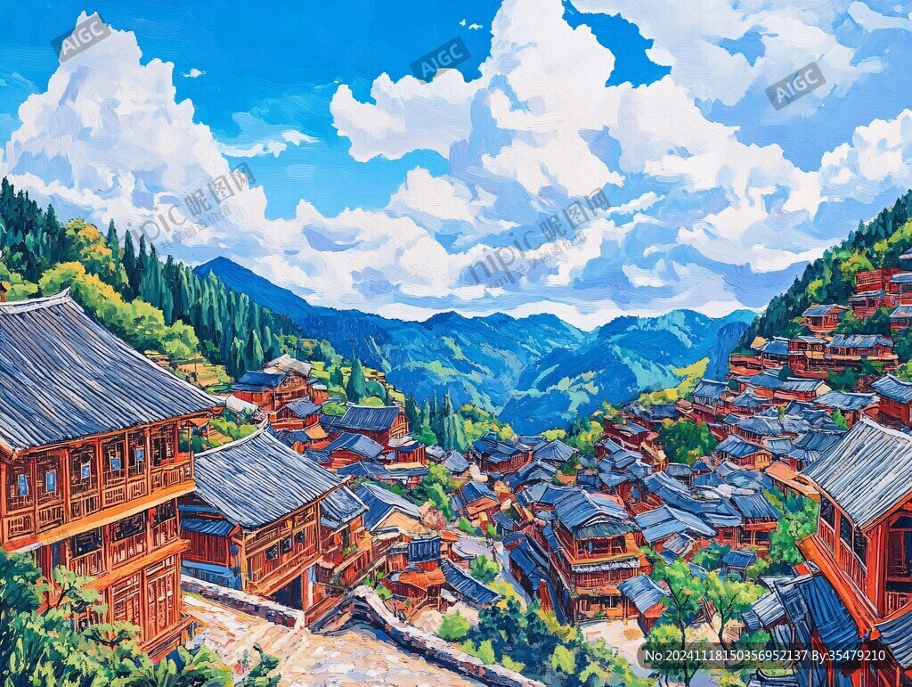 侗寨插画