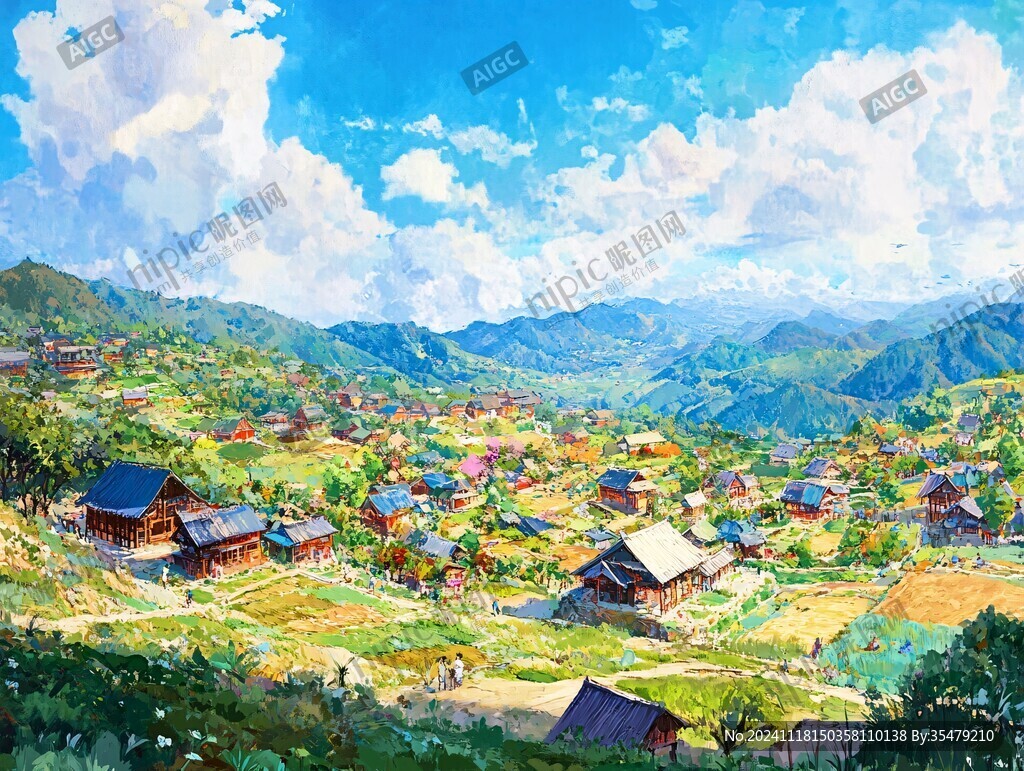 乡村场景插画