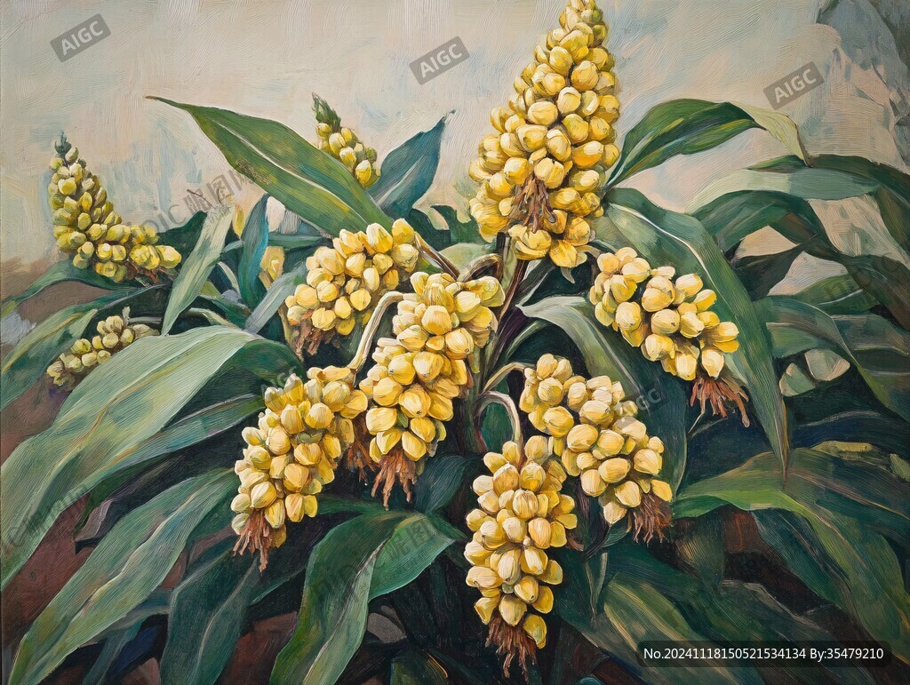 蕉树油画