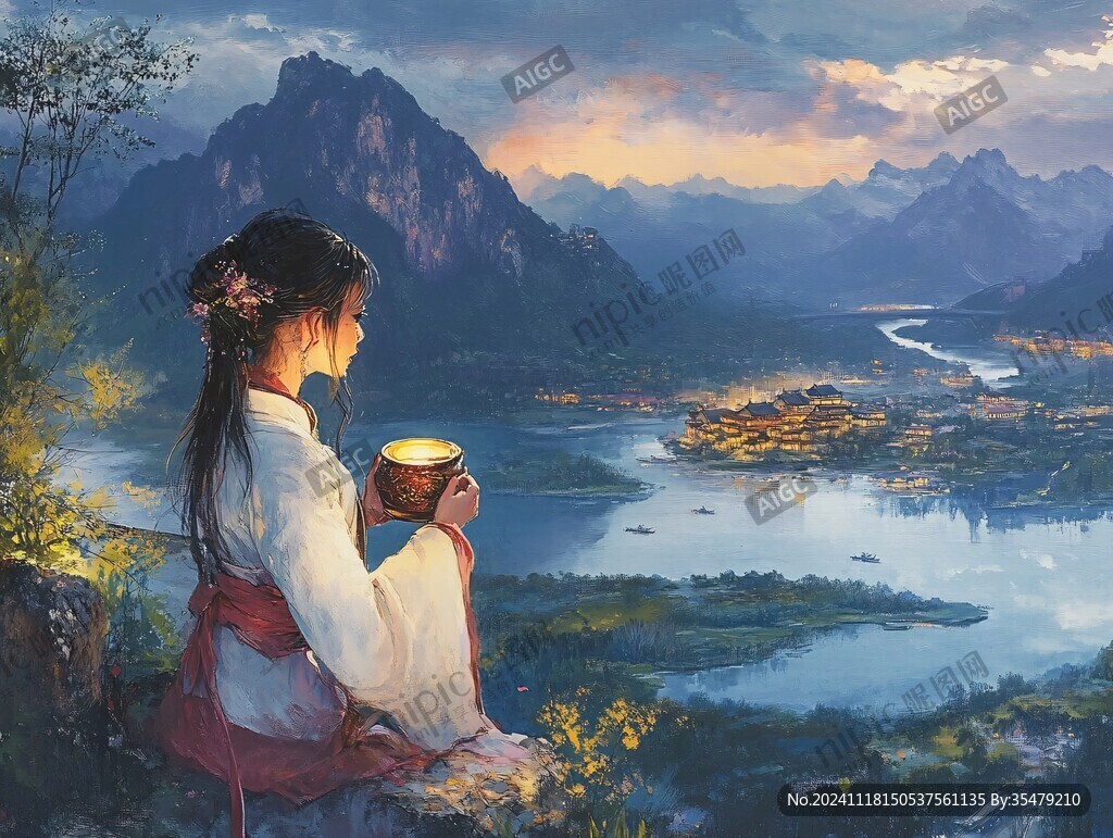 少女念经图